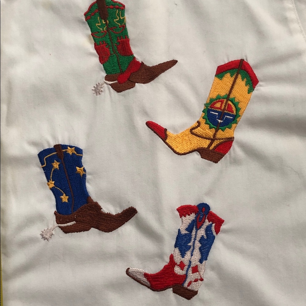 Westbound II Women’s Embroidered Cowboy Boot White Shirt Size 16 - Picture 11 of 12
